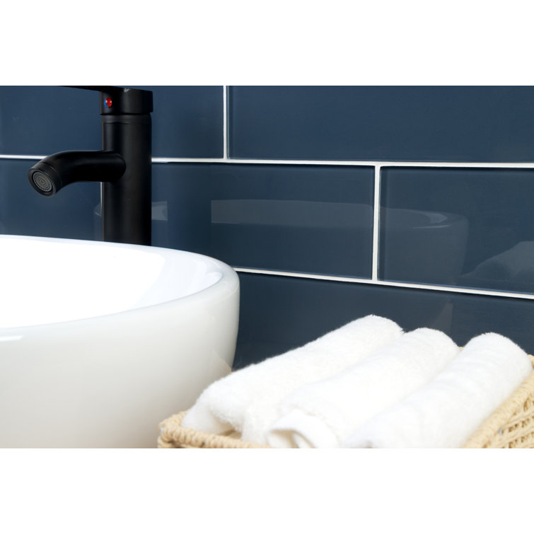 Denim Blue 4" x 12" Polished Glass Subway Tile