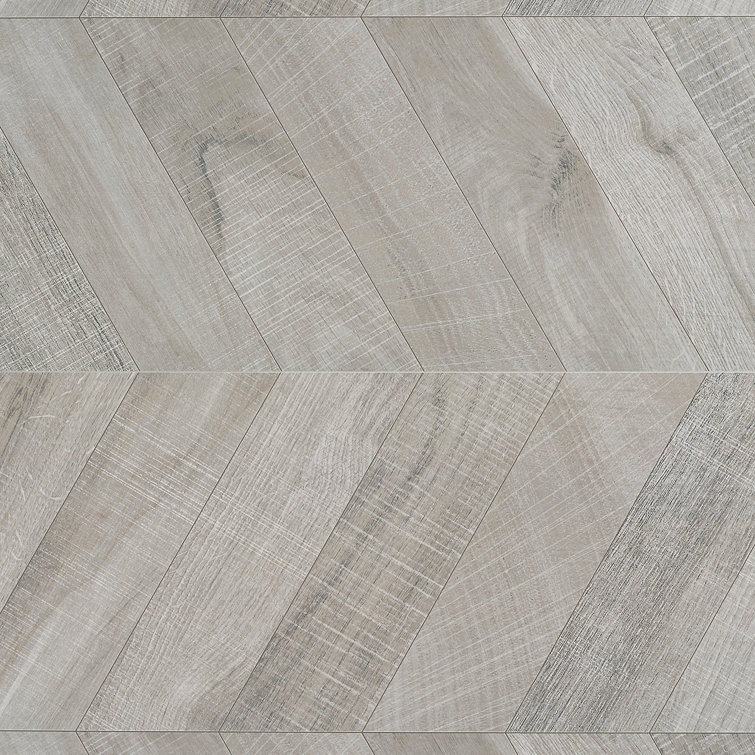 Auburn Chevron Gray 24 in. x 48 in. Matte Porcelain Floor and Wall Tile