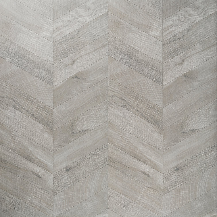 Auburn Chevron Gray 24 in. x 48 in. Matte Porcelain Floor and Wall Tile