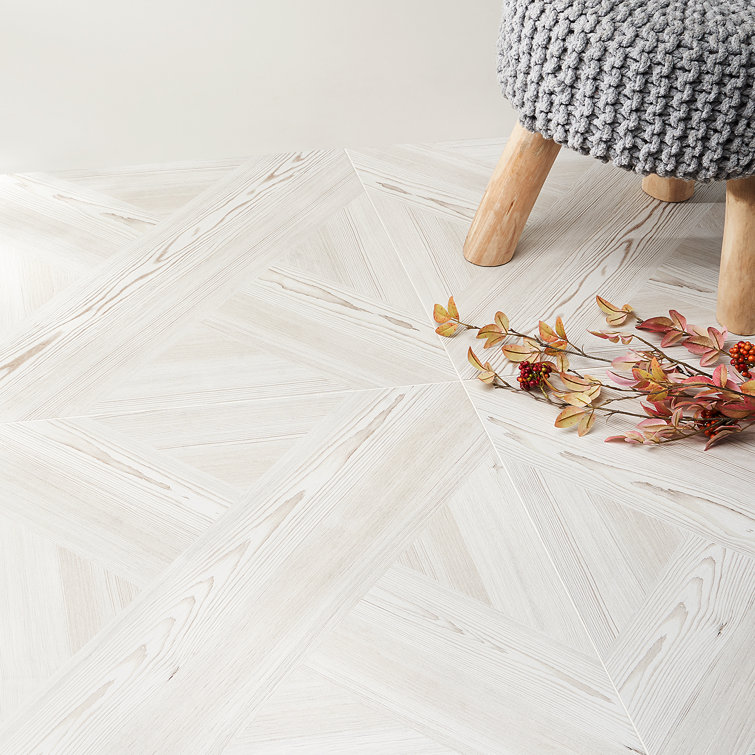 Large Format White Porcelain Wood Look Floor Tile