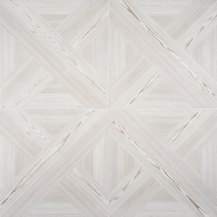 Large Format White Porcelain Wood Look Floor Tile