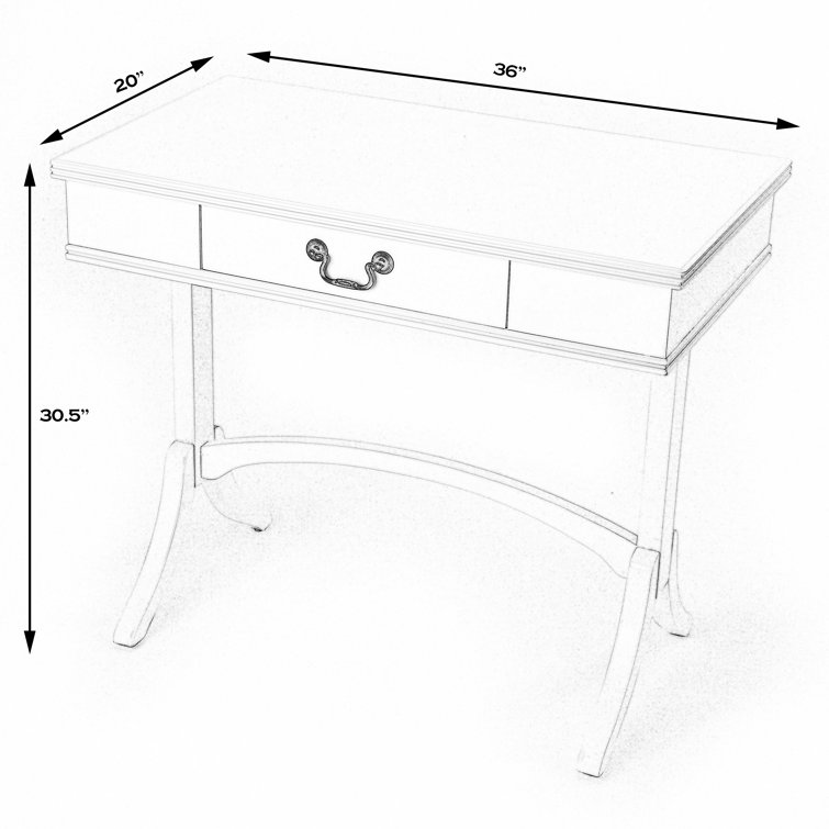 Elegant White Acacia and Pine Writing Desk with Antique Brass Drawer