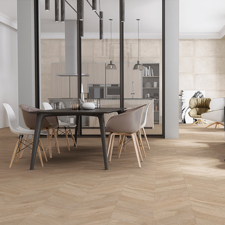 Maple Brown 24x48 Matte Porcelain Chevron Floor and Wall Tile