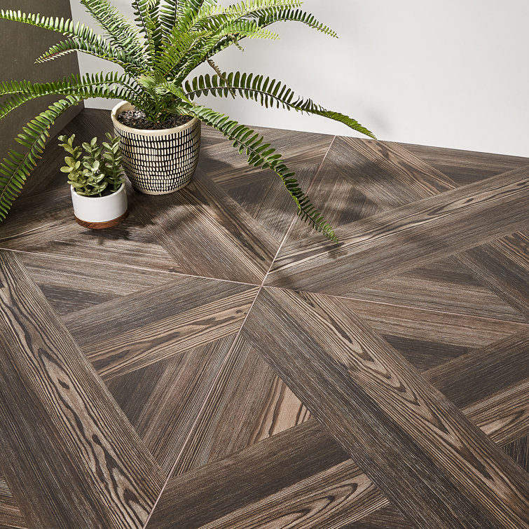 Teakwood 24" x 24" Matte Brown Porcelain Floor and Wall Tile