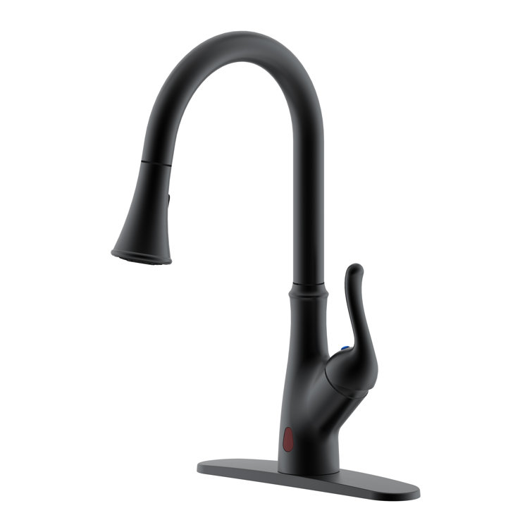 Matte Black Touchless Kitchen Faucet with Pull-out Spray