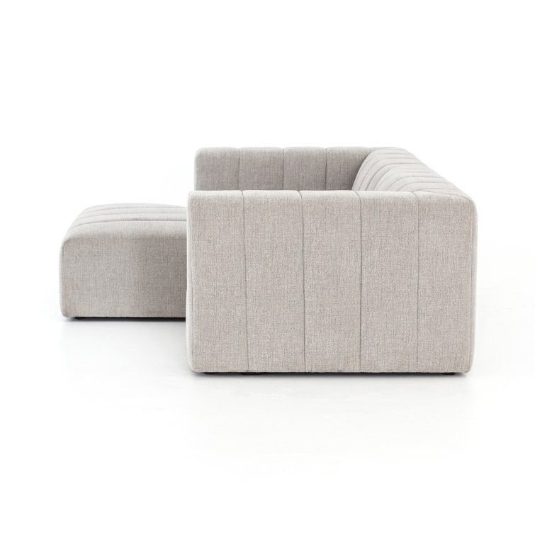 Langham Tufted Napa Sandstone Fabric Sectional with Ottoman