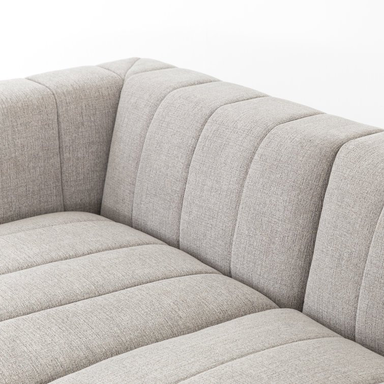 Langham Tufted Napa Sandstone Fabric Sectional with Ottoman