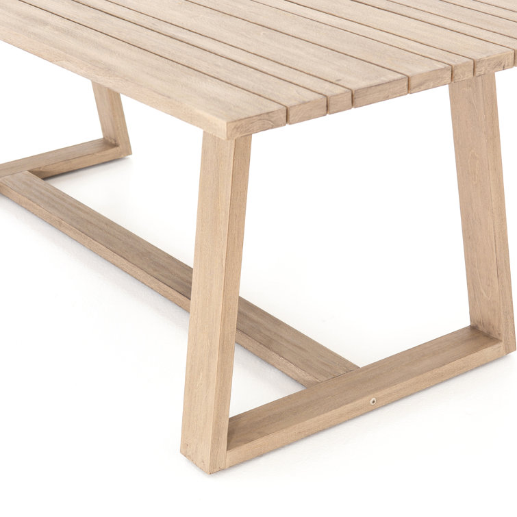 Minimalist Nude Teak Rectangular Outdoor Dinner Table