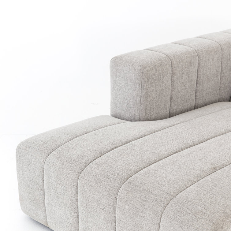 Langham Tufted Napa Sandstone Fabric Sectional with Ottoman