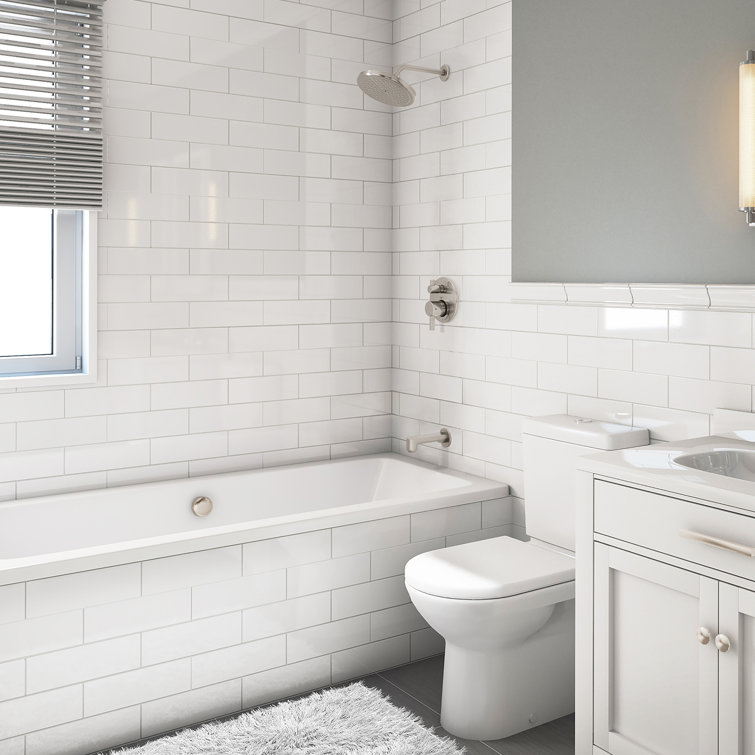 Brushed Nickel Wall Mounted Rain Shower and Tub Faucet Set