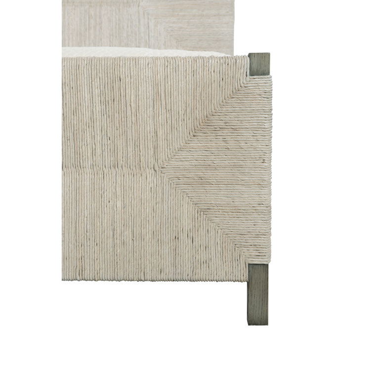 Alannis King Panel Bed with Woven Abaca Headboard in Rustic Grey