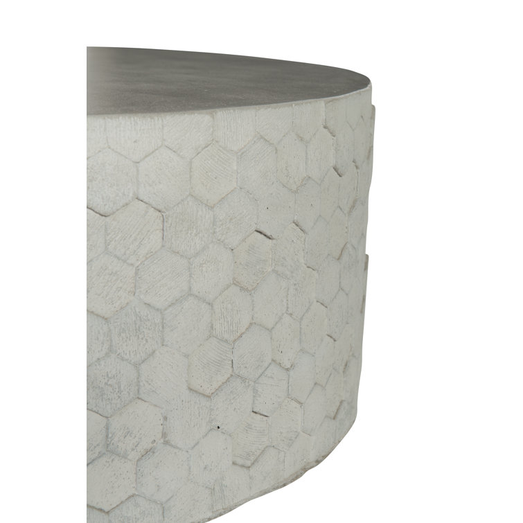 Beige Round Concrete Coffee Table with Storage