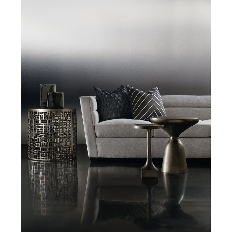 Graphite Round Metal Geometric End Table