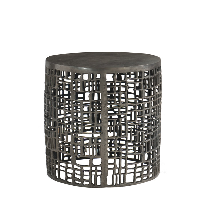 Graphite Round Metal Geometric End Table