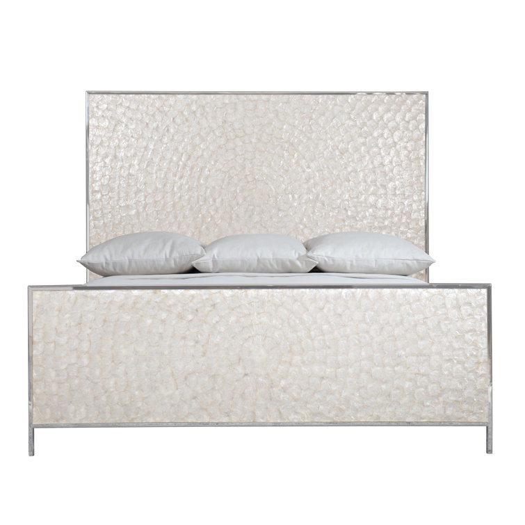 Helios King Capiz Shell Panel Bed with Stainless Steel Frame
