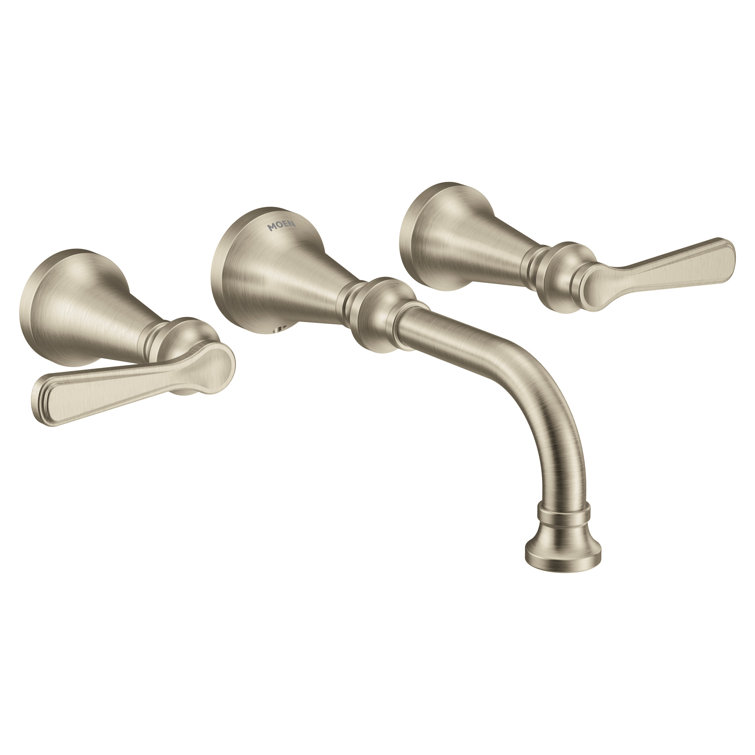 Brushed Nickel Wall Mounted Widespread Bathroom Faucet