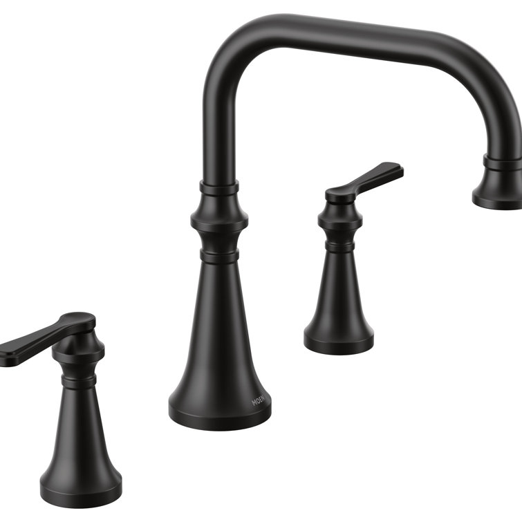 Matte Black Nickel Transitional Deck Mounted Widespread Faucet