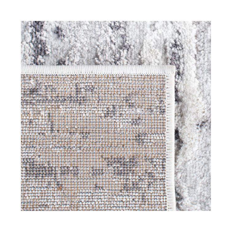 Amelia Light Grey and Charcoal Abstract Synthetic Rug 2'2" x 4'