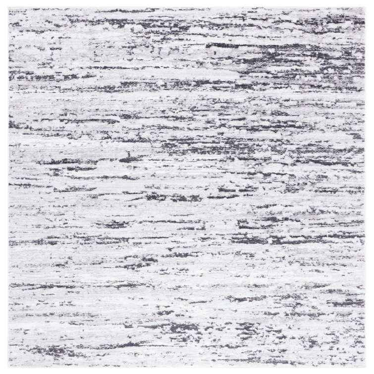 Elysian Light Grey and Charcoal Hand-Knotted 3' Square Rug