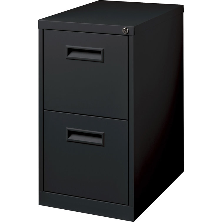 Black Steel Mobile Pedestal with 2 Lockable Drawers