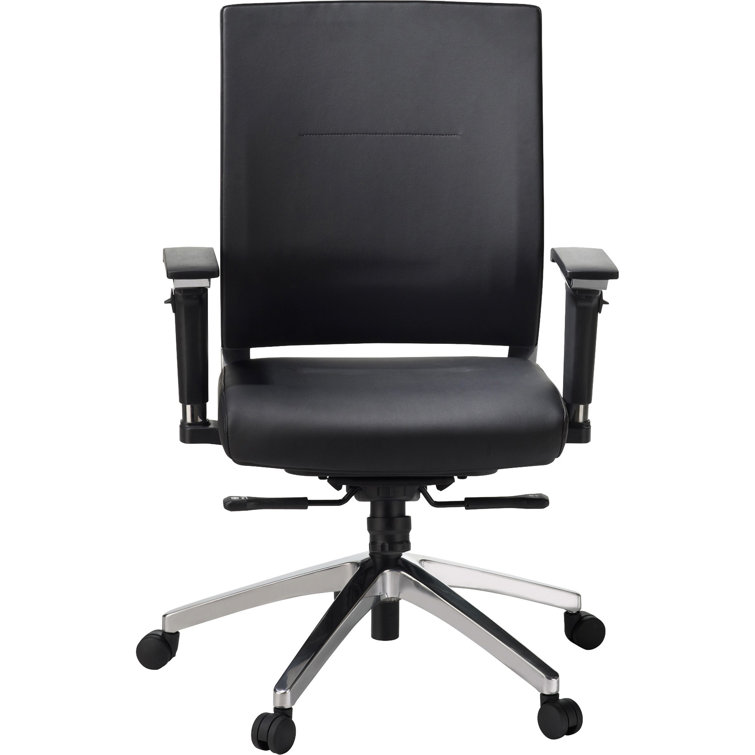 Executive Swivel Chair with Leather Seat and Mesh Back