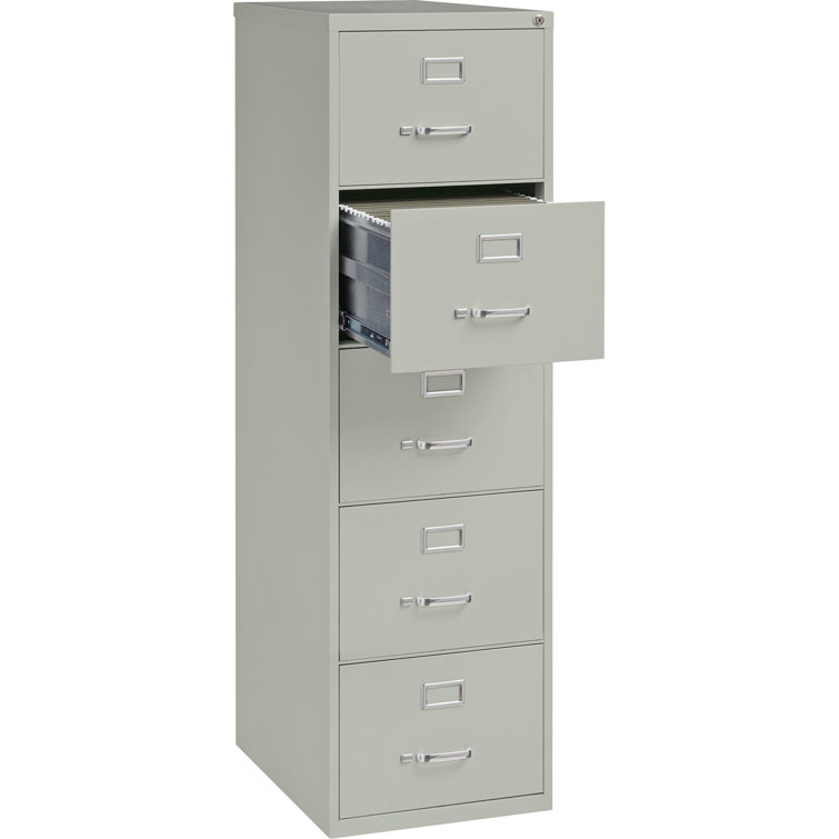 Lockable Legal Size 5-Drawer Steel File Cabinet in Light Gray