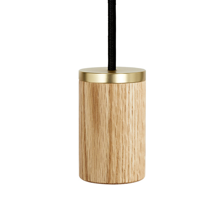 Matte White Glass Globe Pendant Light with Oak Accent