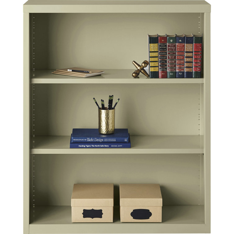 Light Gray Adjustable Steel 3-Shelf Bookcase