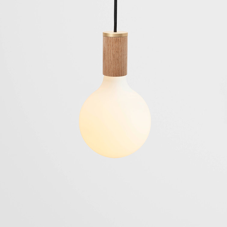 Mini Oak Globe LED Pendant Light with Matte White Glass