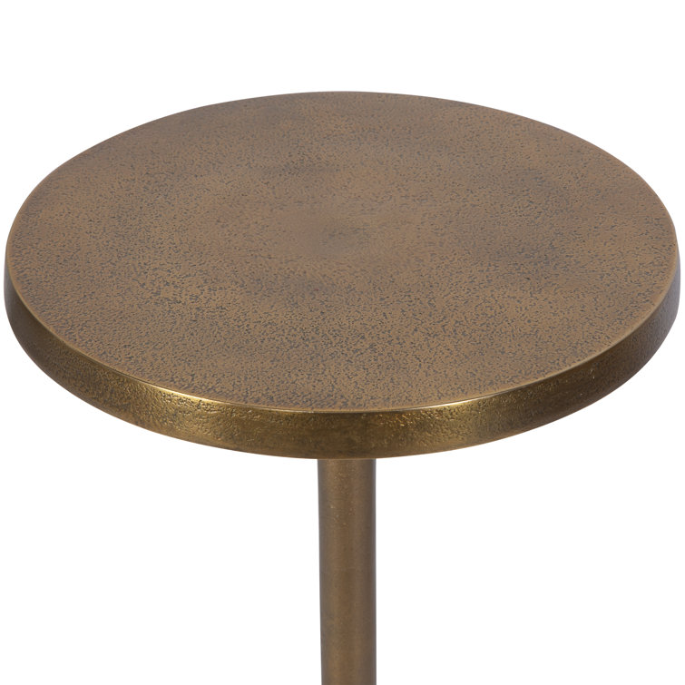 Brass Gold Round Aluminum Pedestal End Table