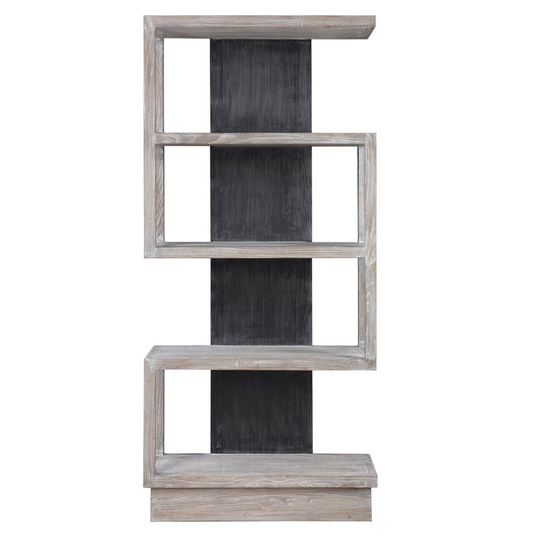 Nicasia Transitional Gray 36" Modern Etagere Bookcase