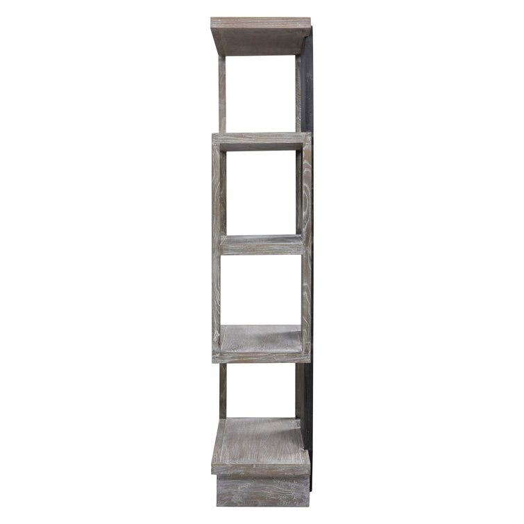 Nicasia Transitional Gray 36" Modern Etagere Bookcase