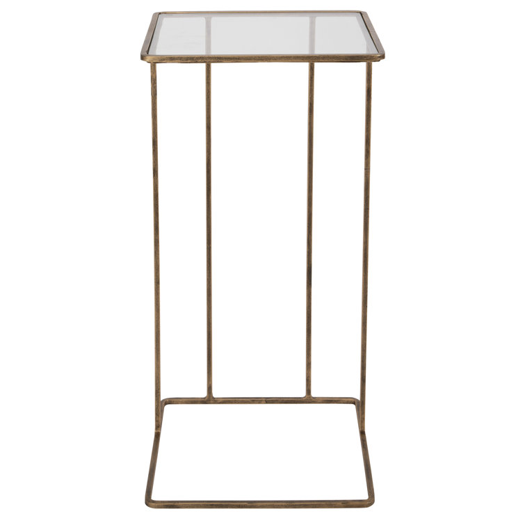 Antique Gold and Glass Square Accent Table