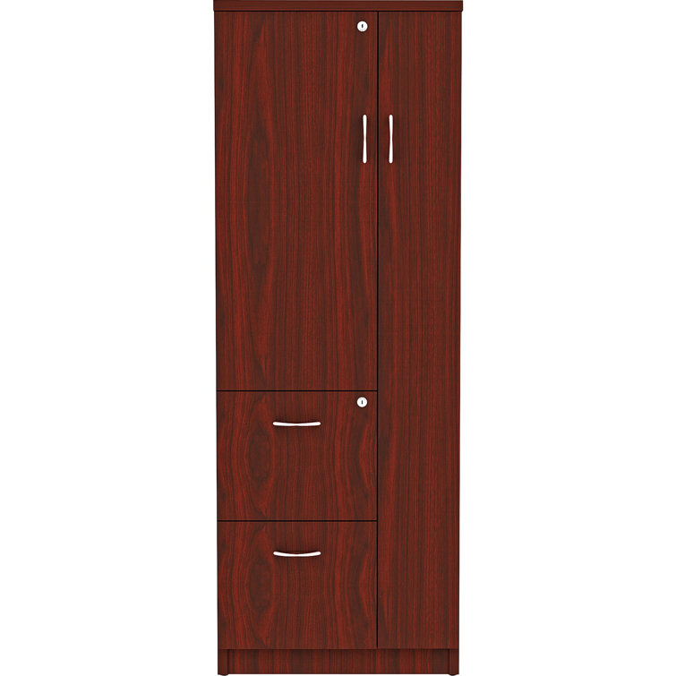 Mahogany Lockable Office Storage Cabinet with Adjustable Shelving