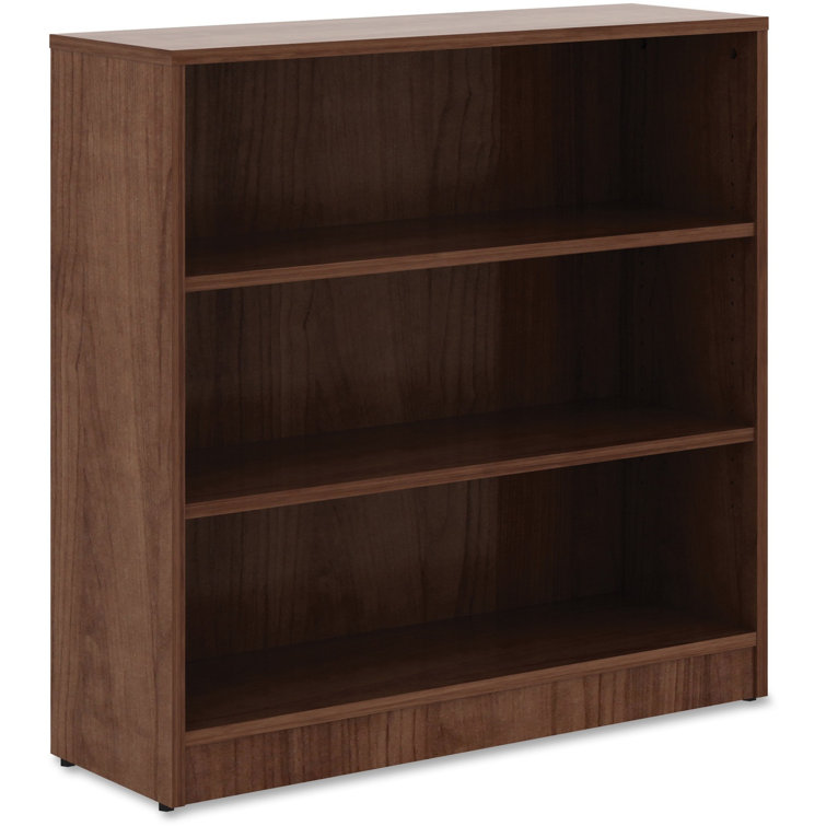 Adjustable Walnut Laminate 3-Shelf Bookcase