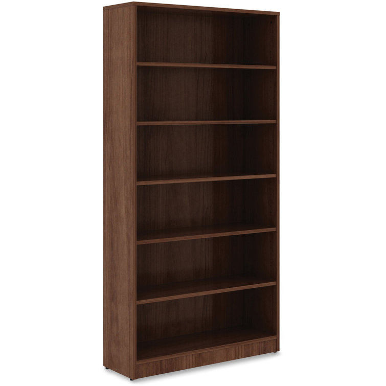 Contemporary Walnut Laminate Adjustable 6-Shelf Bookcase