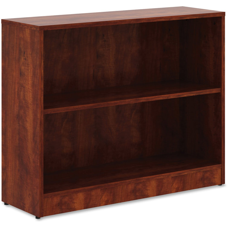Contemporary Cherry Laminate Adjustable Bookcase with Square Edges