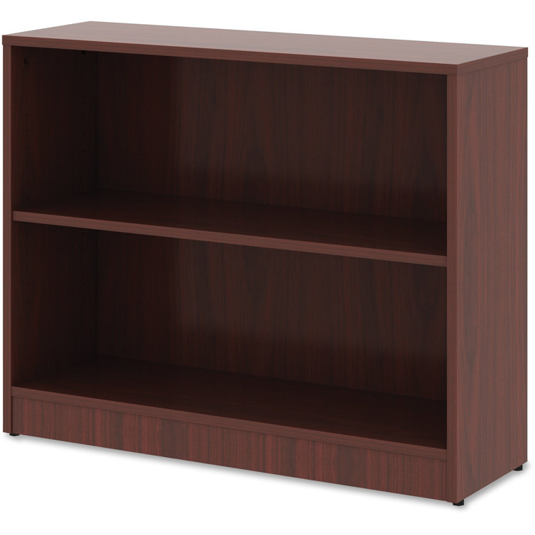 Adjustable Mahogany Wood 2-Shelf Bookcase with Square Edges