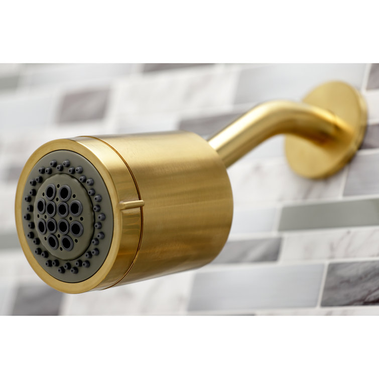 Brushed Brass Multi-Head Wall Mounted Tub and Shower Faucet