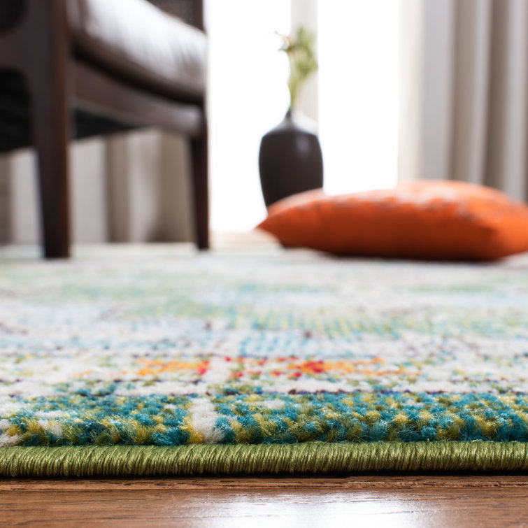 Madison Green and Turquoise Hand-Knotted Runner Rug