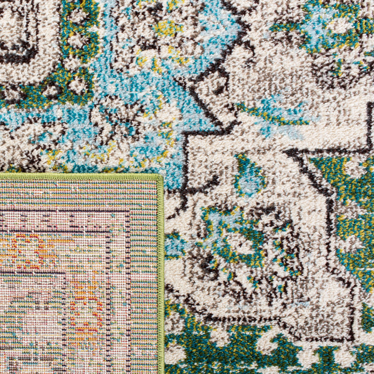 Madison Green and Turquoise Hand-Knotted Runner Rug