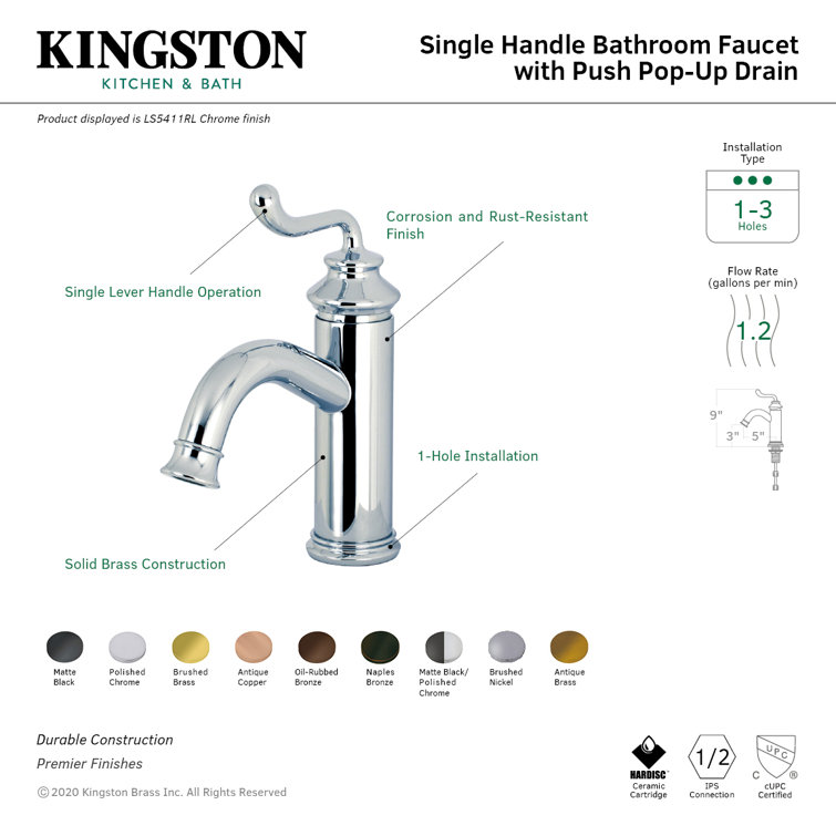 Royale Brushed Brass Single-Handle Bathroom Faucet
