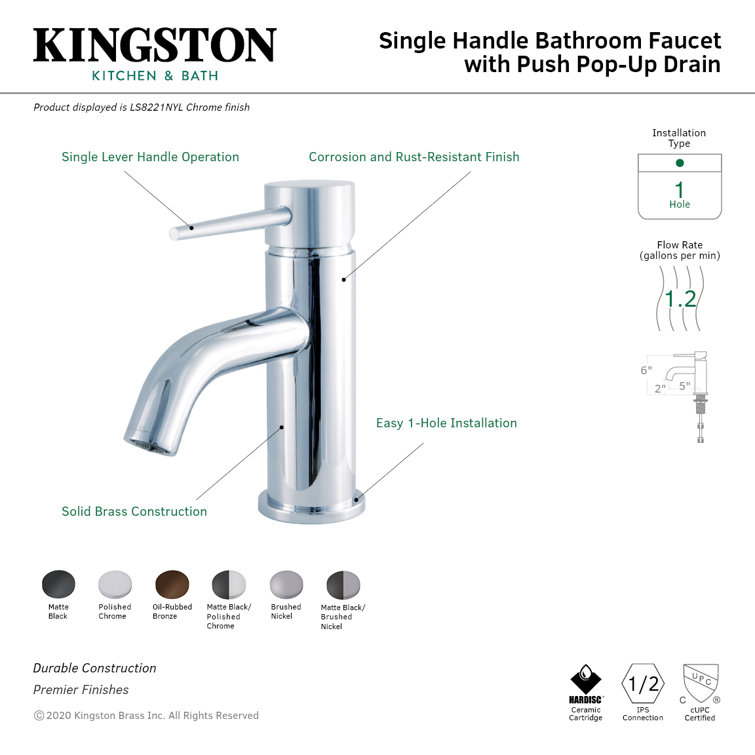 Matte Black and Brushed Nickel Single Hole Bathroom Faucet