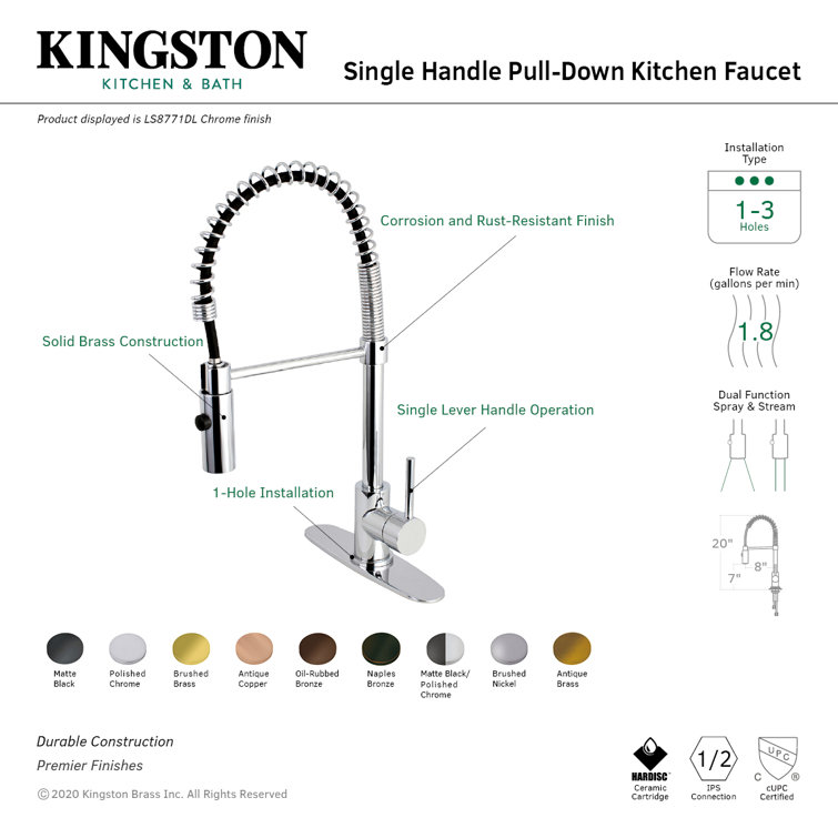 Matte Black and Chrome Single-Handle Pre-Rinse Kitchen Faucet