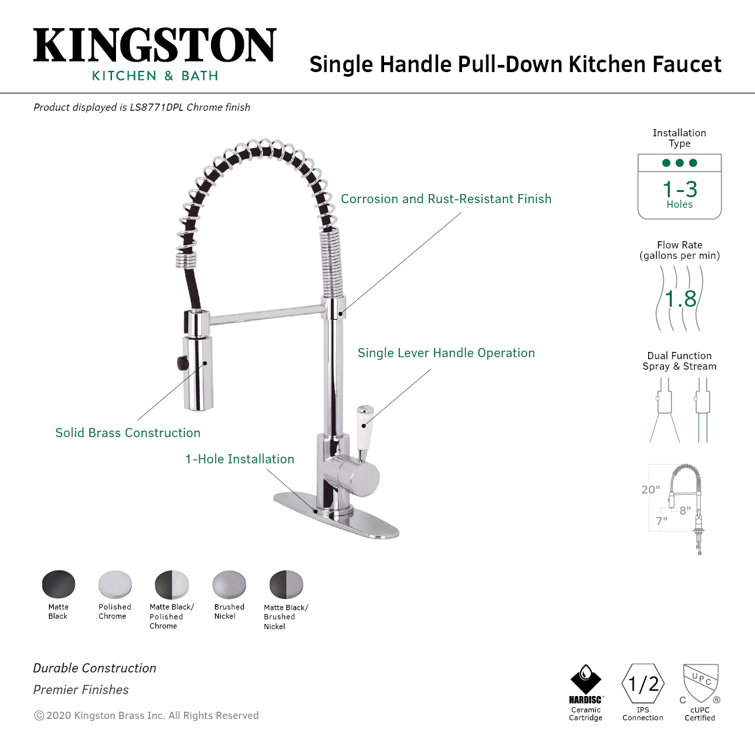 Brushed Nickel Single-Handle Pull-Down Kitchen Faucet