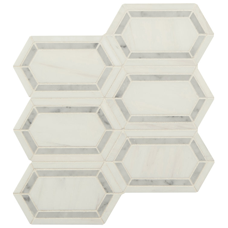 12x12 White and Brown Marble Mosaic Tile Pack