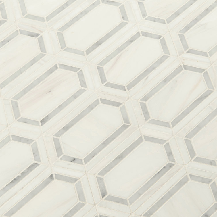 12x12 White and Brown Marble Mosaic Tile Pack