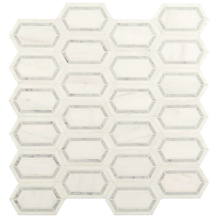 12x12 White and Brown Marble Mosaic Tile Pack