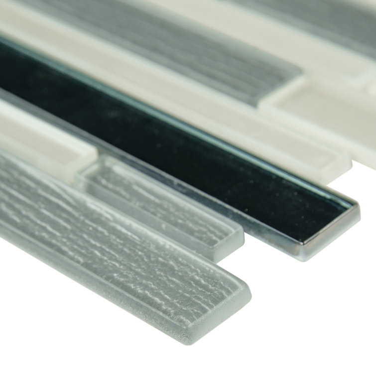 Green Interlocking Glass Mosaic Wall Tile Sheets