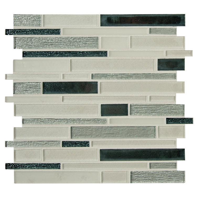 Green Interlocking Glass Mosaic Wall Tile Sheets